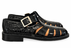 Alternative view of Max Leather USA Mens Sandals Size 9 Black Genuine Alligator Fisherman Shoes