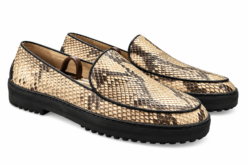 Warren Edwards Mens Loafers 43 Natural Beige Brown Genuine Snakeskin Leather