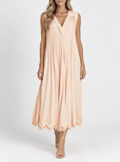 3.1 Phillip Lim Women's Dress Size S Peach Pleated V Neck Maxi Tiered NWT