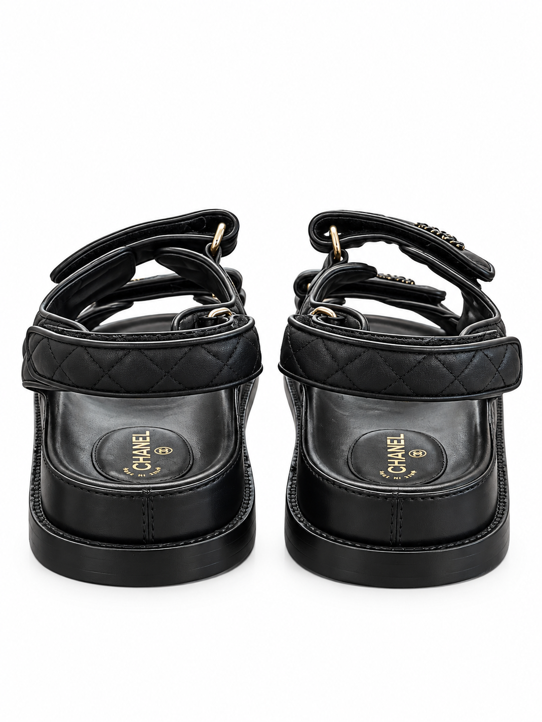 Chanel Womens Sandals Size 42 So Black Quilted Lambskin Leather CC Dad Shoes - Image 6