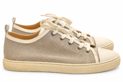 Alternative view of Hermes Get Sneakers Mens Size 42 US 9 Beige Canvas Leather Low Top Lace Up