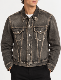 Yohji Yamamoto Men's M Denim Jacket Vintage Black Distressed Acid Wash Runway