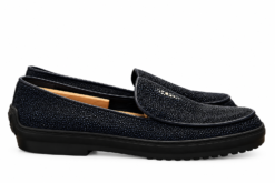 Alternative view of Warren Edwards Mens Loafers 42 Genuine Stingray Leather Dark Blue Exotic