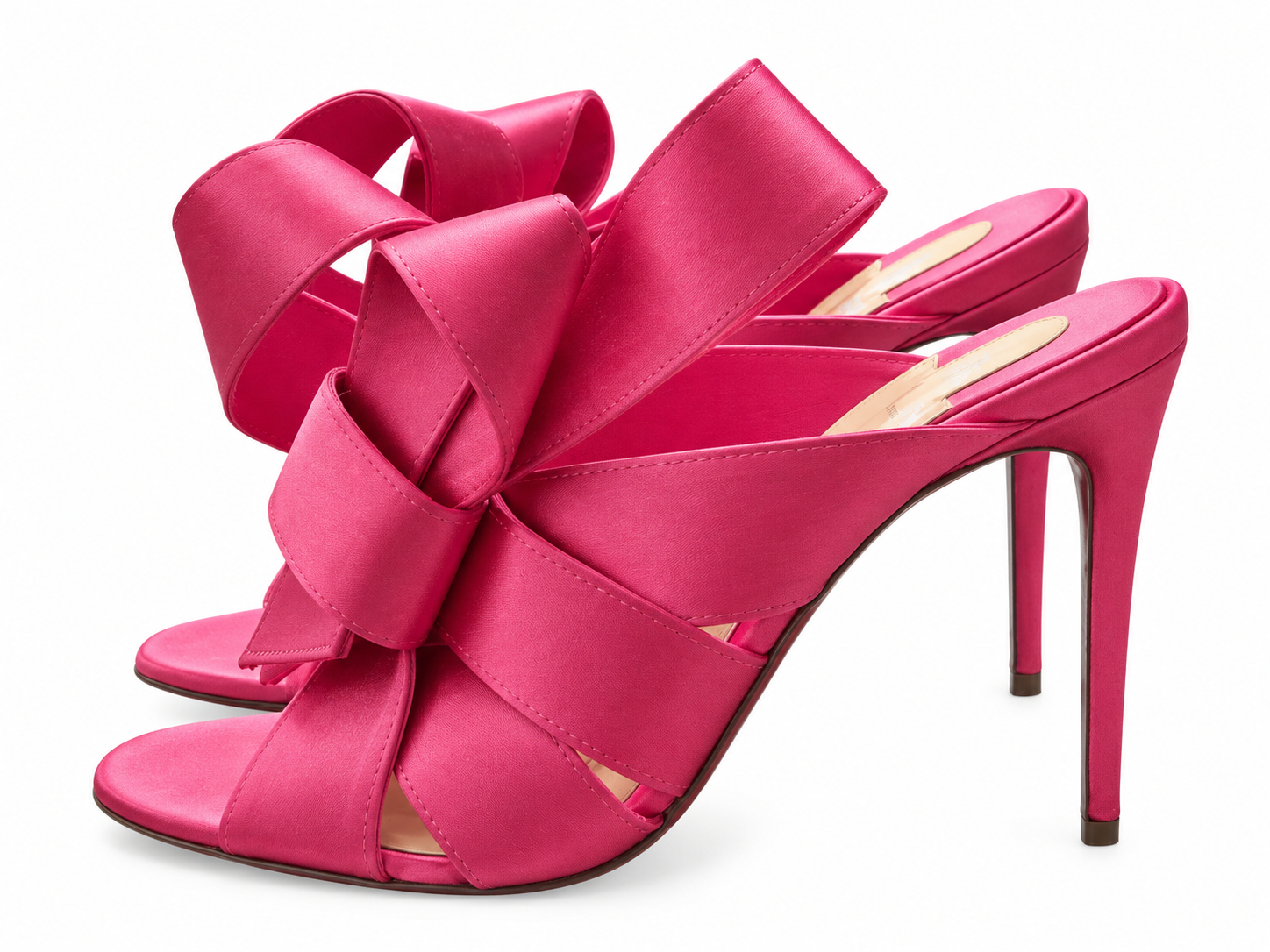 Christian Louboutin Sandals 40 Samourai 100 Pink Satin Bow Mules Heels Box - Image 5