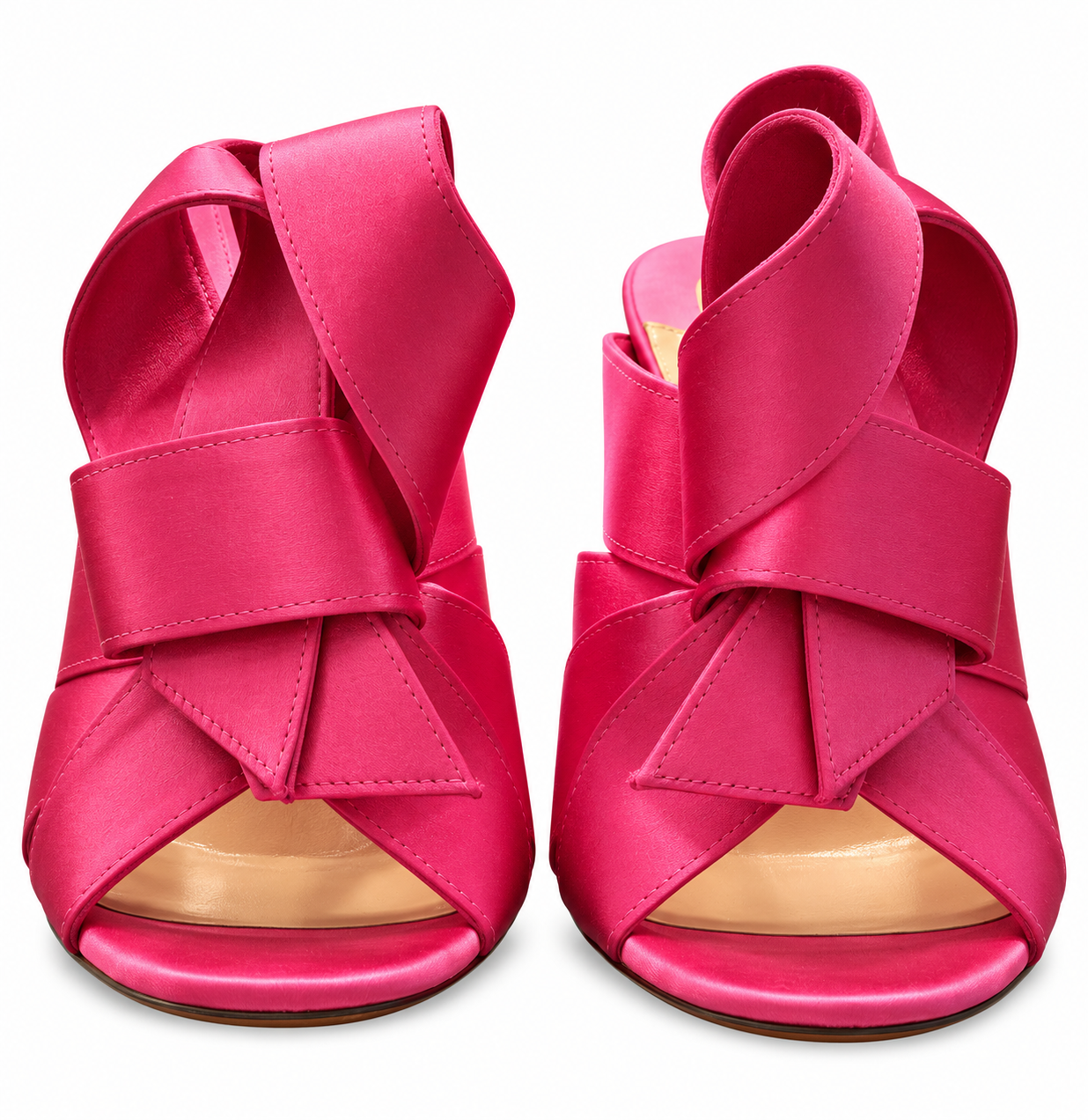 Christian Louboutin Sandals 40 Samourai 100 Pink Satin Bow Mules Heels Box - Image 3