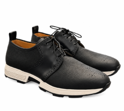 Hermes Mens Newton Shoes Black Epsom Leather Derby Lace Up EU 42 US 9