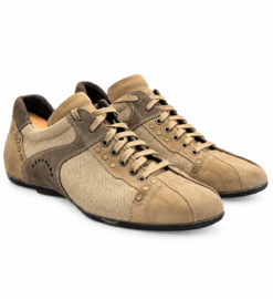 Cesare Paciotti Mens Sneakers UK 7 US 8 Tan Suede Canvas Low Profile Shoes