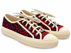 Dior Walk'n'Dior Sneakers Womens 41.5 Navy Blue Red Heart Canvas Low Top Shoes
