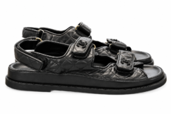 Alternative view of Chanel Womens Sandals Size 42 So Black Quilted Lambskin Leather CC Dad Shoes