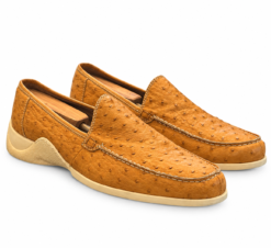 Giorgio's of Palm Beach Mens Loafers 9 Genuine Ostrich Leather Cognac Tan