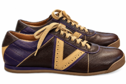 Alternative view of Louis Vuitton Mens Sneakers Size UK 8 US 9 Vintage V-Line Brown Purple Leather