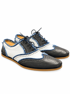 Dolce & Gabbana Mens Shoes UK 8 US 9 Gray White Denim Spectator Wingtip Oxfords