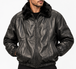 Alternative view of Vintage Mens Jacket 42 Reversible Black Genuine Mink Fur Leather Bomber Coat