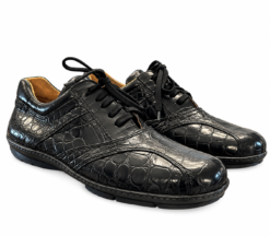 Fennix Italy Mens Sneakers Size 9 EU 42 Black Genuine Alligator Leather