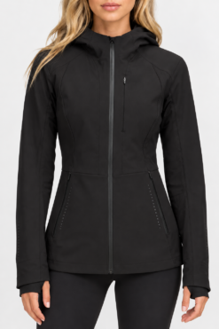 Lululemon Womens Jacket Size 8 Cross Chill RepelShell Black Hooded Running