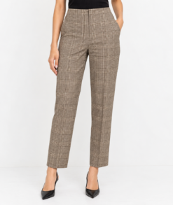 Aritzia Wilfred Pants 4 Markova Eversential Tyson Check Brown Taupe NWT