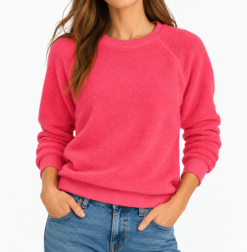 Perfect White Tee Ziggy Sweatshirt Womens M Pink Bloom Reversed Fleece Crewneck