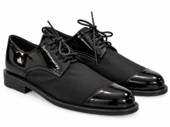 Issey Miyake Mens Oxford Shoes Size 9 Black Patent Leather Nylon Cap Toe Derby