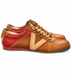 Alternative view of Louis Vuitton Mens Sneakers Size UK 8 US 9 Vintage V-Line Brown Red Leather