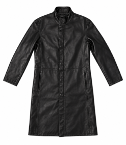Alternative view of Giorgio Armani Men's Leather Coat 52 Vintage Black Long Trench Jacket Italy
