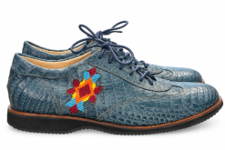 Alternative view of Warren Edwards Mens Sneakers Size 9 Blue Genuine Crocodile Leather Beaded