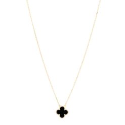 Van Cleef & Arpels Vintage Alhambra Black Onyx 18K Yellow Gold Pendant Necklace