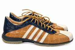 Alternative view of Warren Edwards Mens Sneakers Size 42 Tan Blue White Genuine Crocodile Leather
