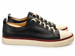 Alternative view of Hermes Inside Sneakers Mens 42 US 9 Black Leather White Toe Cap Low Top Shoes