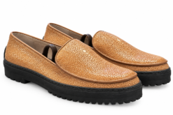 Warren Edwards Mens Loafers 9 Genuine Stingray Leather Cognac Tan Exotic