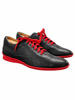 John Lobb Aston Martin Mens Shoes Size UK 8 US 9 Winner Sport Black Red Leather