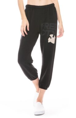 Free City Large Dove Logo Jogger Track Sweat Pants Size Medium Black