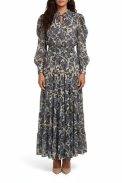 MISA Los Angeles Vida Dress Womens XS Floral Print Boho Maxi Resort Vacation