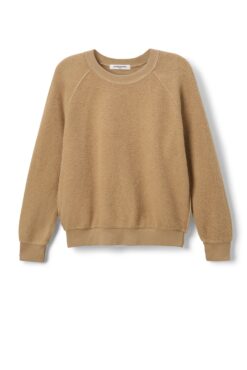 Alternative view of Perfect White Tee Ziggy Sweatshirt Womens L Tan Suede Reversed Fleece Crewneck