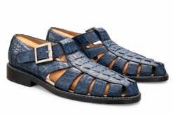 Max Leather USA Mens Fisherman Sandals 9 Genuine Crocodile Blue Exotic Skin