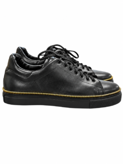 Alternative view of Alexander McQueen Men's Sneakers Size 42 Black Leather Gold Zipper Skull