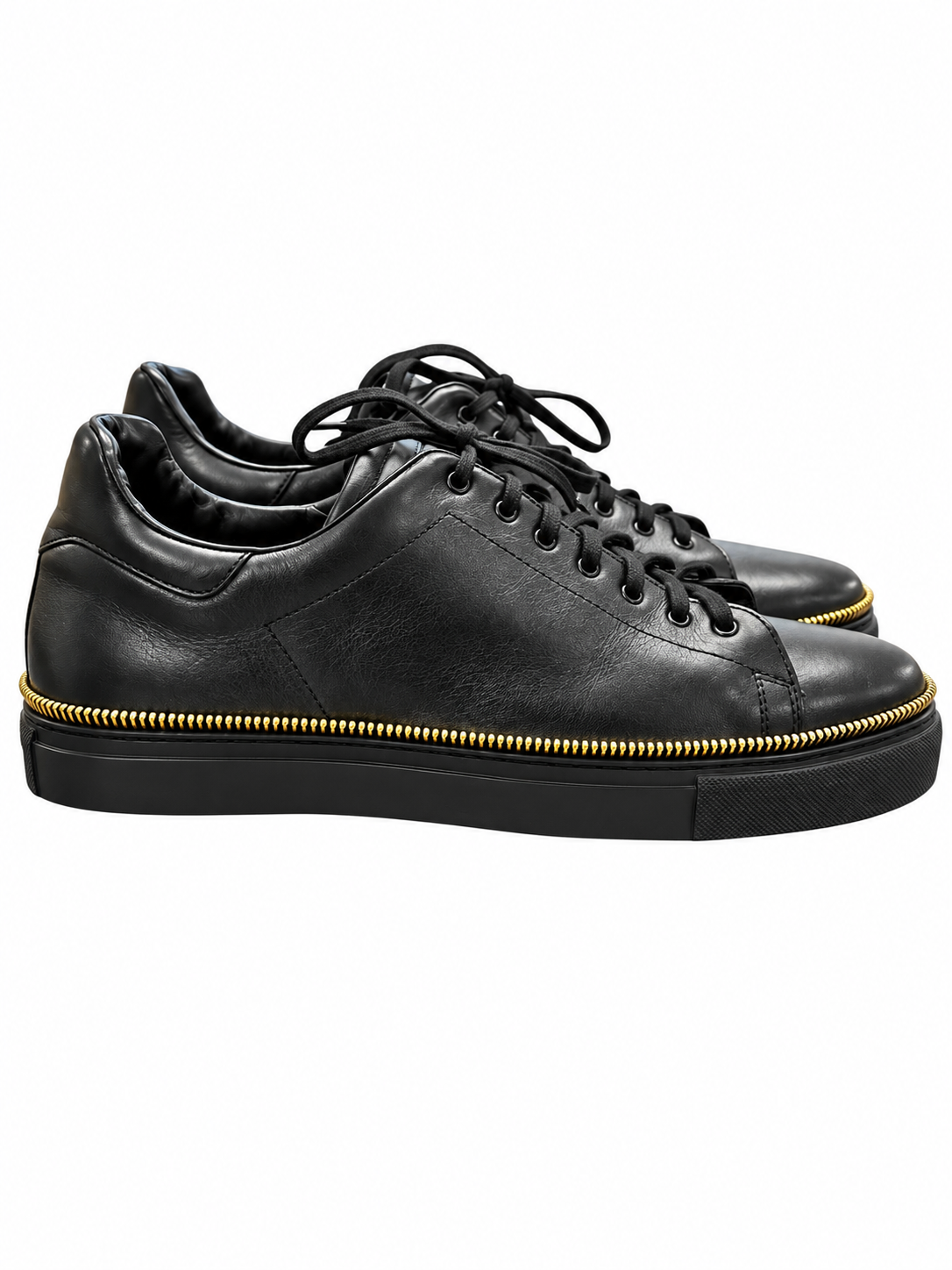 Alexander McQueen Men's Sneakers Size 42 Black Leather Gold Zipper Skull - Image 2