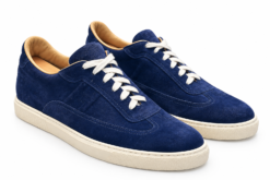 Hermes Men's Sneakers Size 42 Quicker Navy Blue Suede Leather Low Top Shoes