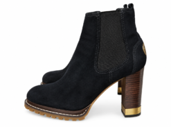 Alternative view of Tory Burch Virginia Boots Size 7 Black Suede Logo Block Heel Ankle Booties