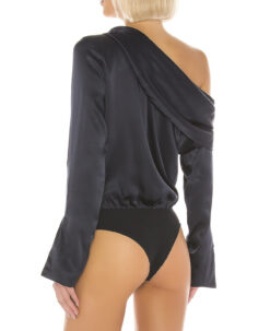 Alternative view of ALIX NYC Clara Midnight Silk Satin One Shoulder Bodysuit Top XS
