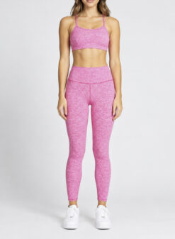 ALO Yoga Alosoft 2 Piece Set XS/M High Waist Leggings Highlight Sports Bra Pink