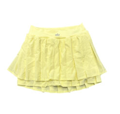 Alternative view of ALO Yoga Skirt S Double Or Nothing Tennis Skort Sunshine Yellow Pleated NWT