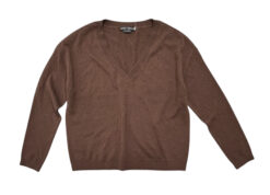 Alternative view of Alice + Olivia Williams Cashmere V Neck Sweater Pullover Mocha Brown XS