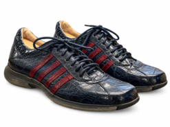 Warren Edwards Mens Sneakers Size 43 Genuine Alligator Navy Burgundy