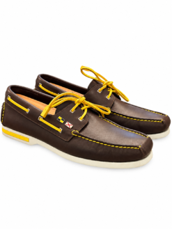 Louis Vuitton Men's Boat Shoes UK 8 US 9 LV Cup Brown Leather Yellow Nautical
