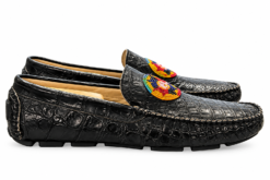 Alternative view of Warren Edwards Mens Loafers 9 Genuine Crocodile Leather Black Beaded Drivers