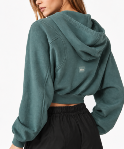 ALO Yoga Hoodie XS Sweet Escape Accolade Cropped Full Zip Sweatshirt