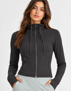 Lululemon Women's Jacket Size 8 Mesh Define Full Zip Hooded Graphite