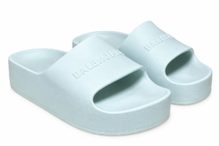 Balenciaga Pool Slide Sandals Womens 38 Aqua Green Rubber Chunky Platform Logo