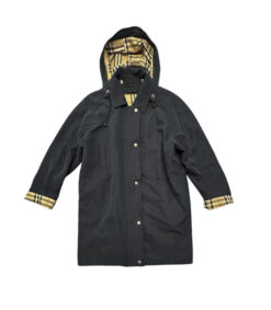 Alternative view of Burberry Coat 6 Navy Blue Long Hooded Nova Check Wool Cashmere Lined