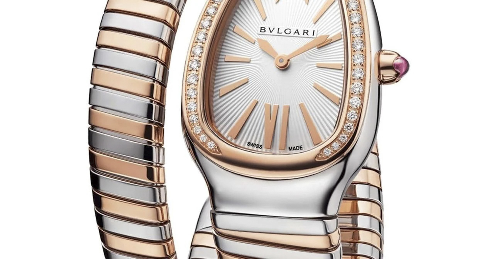 BVLGARI Women's Serpenti Tubogas Watch SP35SPG 18K Rose Gold Steel Diamond Box - Image 3